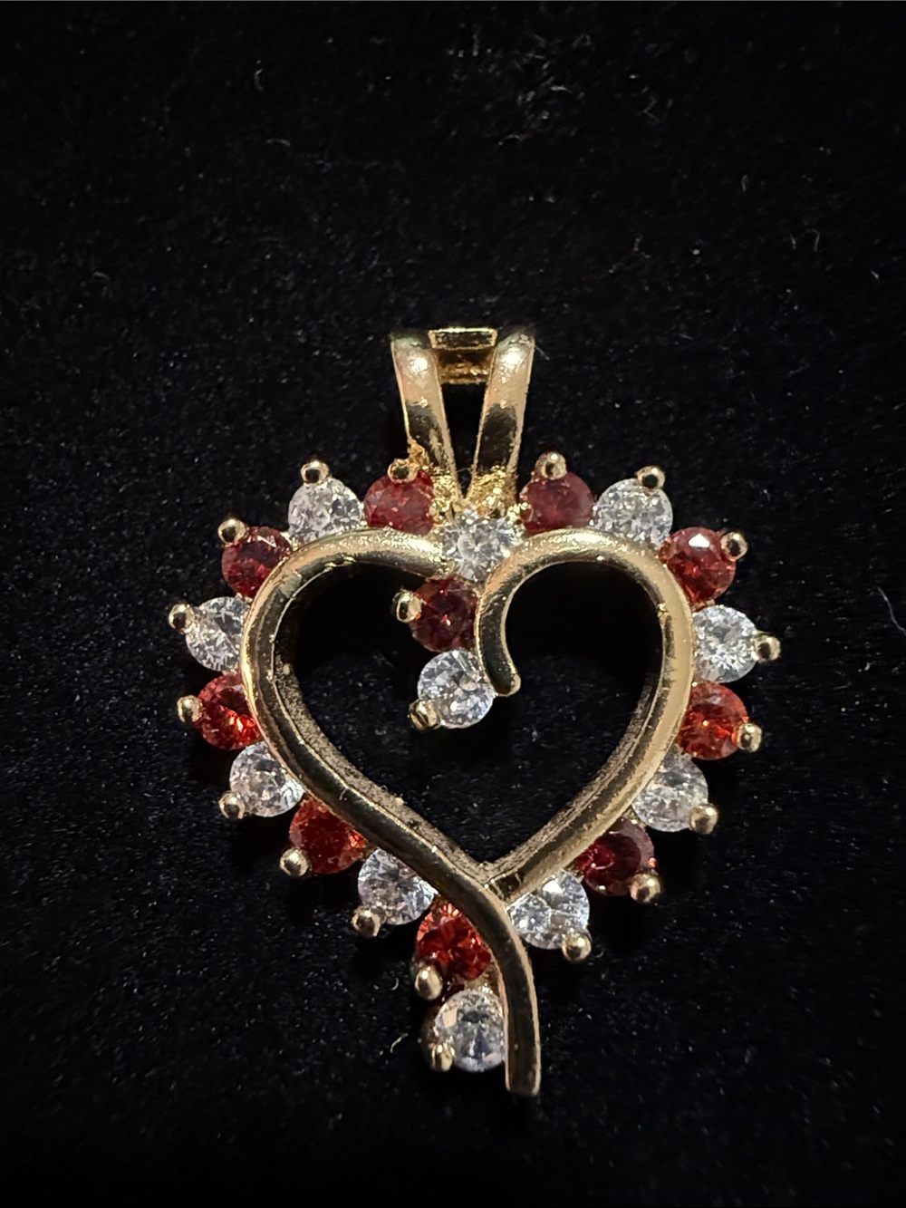 Ruby & Gold Heart 1” Pendant with Diamonds